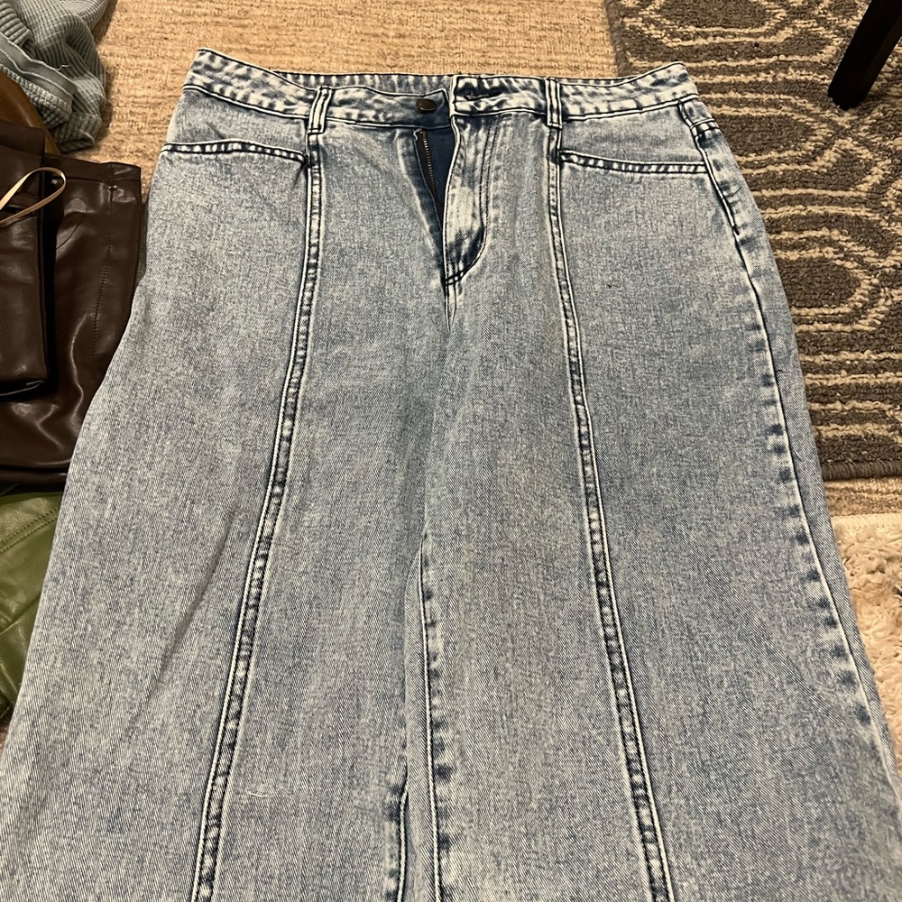 Shein acid light wash wide leg jeans